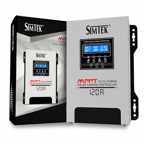 SIMTEK 120A Hybrid MPPT Solar Charge Controller with DC load Auto detection 12V/24V