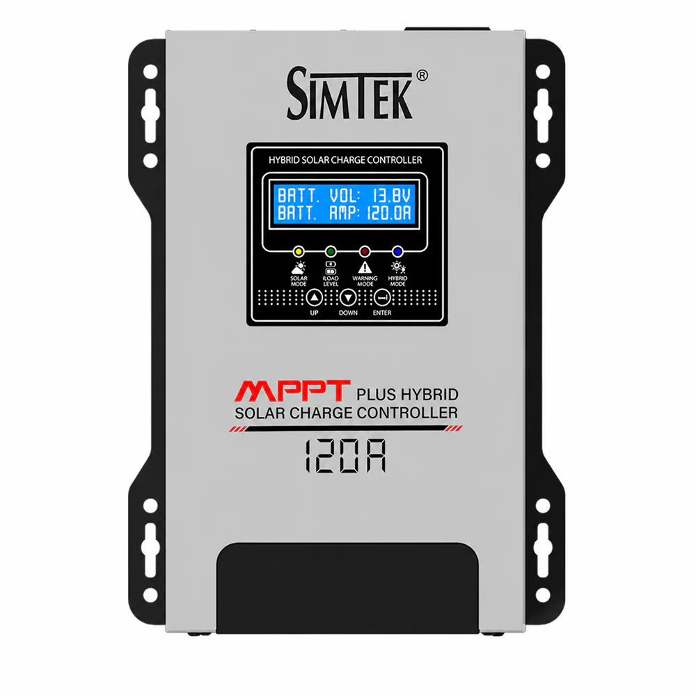 SIMTEK 120A Hybrid MPPT Solar Charge Controller with DC load Auto detection 12V/24V