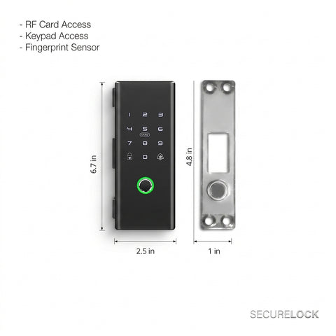 Smart Glass Door Lock for Aluminium Frame – Fingerprint, Keypad, Card & App