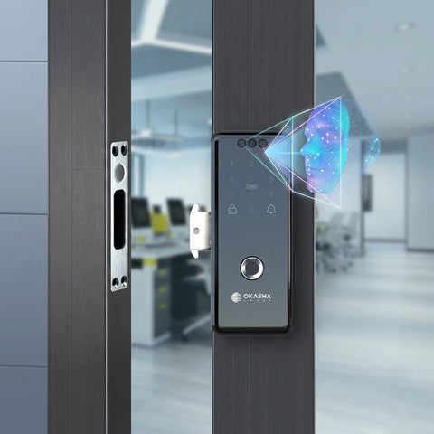 Smart Glass Door Lock with Camera – Glass to Aluminium Frame