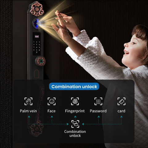 Smart Vintage Door Lock – Premium Biometric Smart Door Lock with Face & Palm Vein Recognition