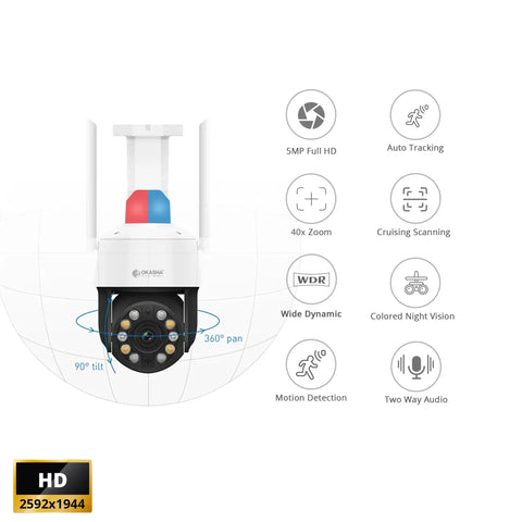 Smart WiFi Security Camera 5MP HD – 360° Indoor & Outdoor Surveillance
