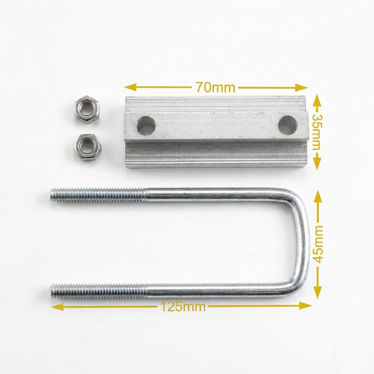 Solar Mid Clamp with U-Bolt – Aluminum Clamp With Galvanized Iron Mounting Bracket for PV Panels