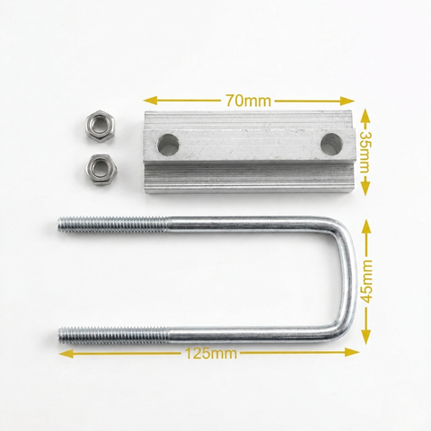 Solar Mid Clamp with U-Bolt – Aluminum Clamp With Galvanized Iron Mounting Bracket for PV Panels