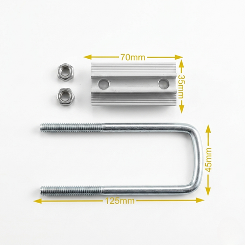 Solar Mid Clamp with U-Bolt – Aluminum Clamp With Galvanized Iron Mounting Bracket for PV Panels