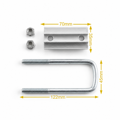 Solar Mid Clamp with U-Bolt – Aluminum Clamp With Galvanized Iron Mounting Bracket for PV Panels