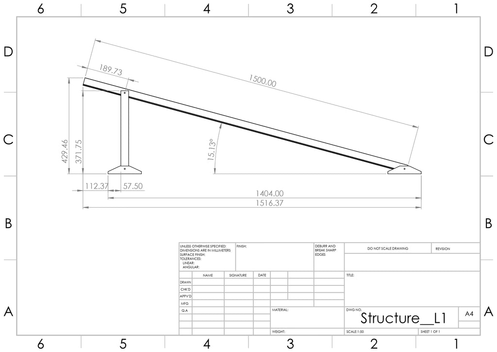 BHS Aluminium Smith L1 Solar Structure with clamps For Single Solar Pa