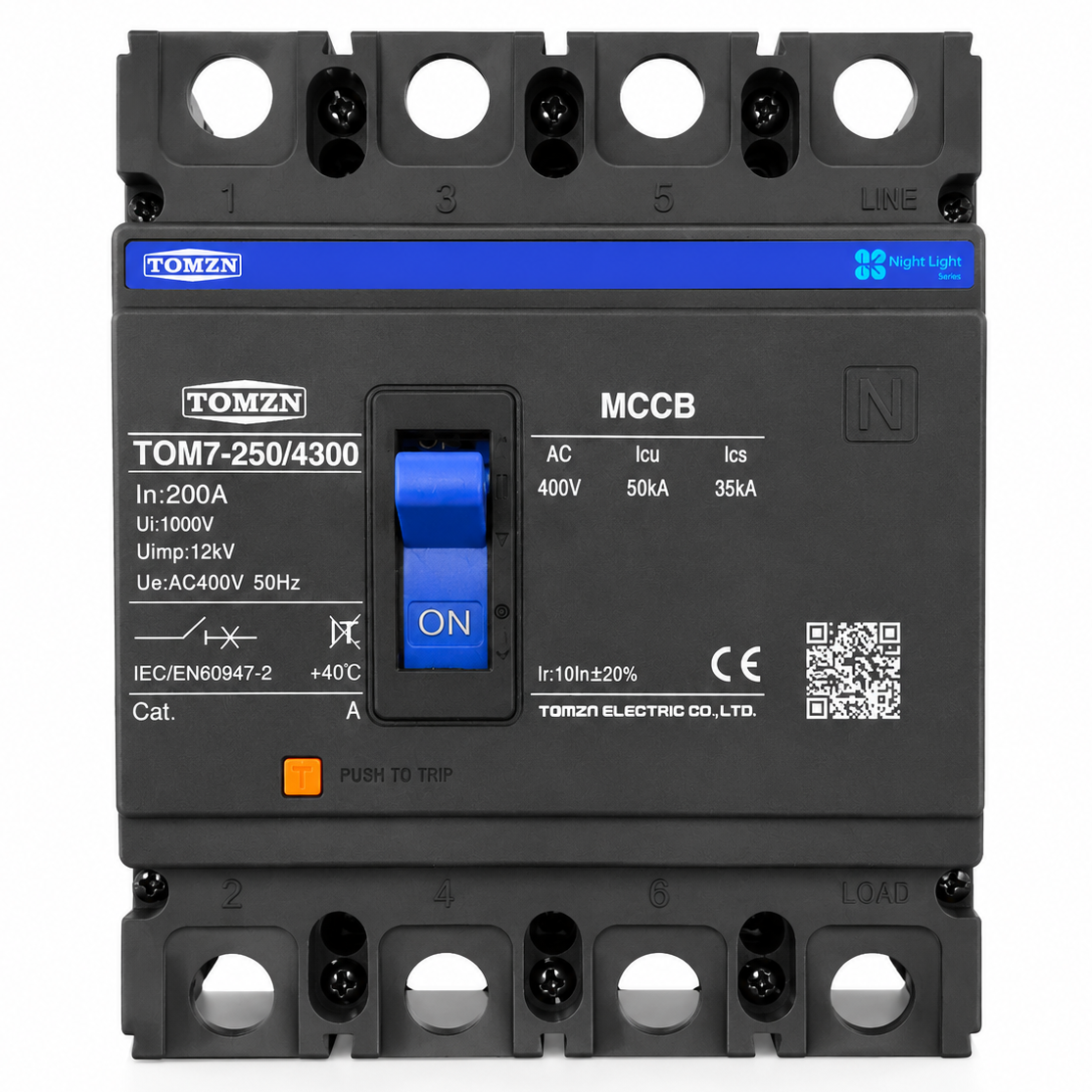 TOMZN 200A 4P MCCB AC Circuit Breaker– Heavy Duty Molded Case Circuit Breaker