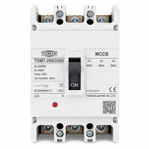 TOMZN 250A MCCB AC Circuit Breaker 3 Pole|TOM7-250/3300 Molded Case Circuit Breaker for Industrial & Solar Power