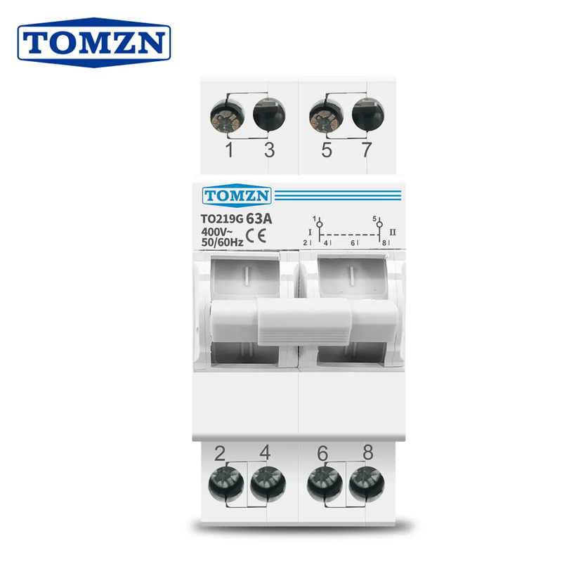TOMZN 2P 63A MTS Dual Power Manual Transfer Isolating Switch Interlock Circuit Breaker TOMZN breaker type changeover