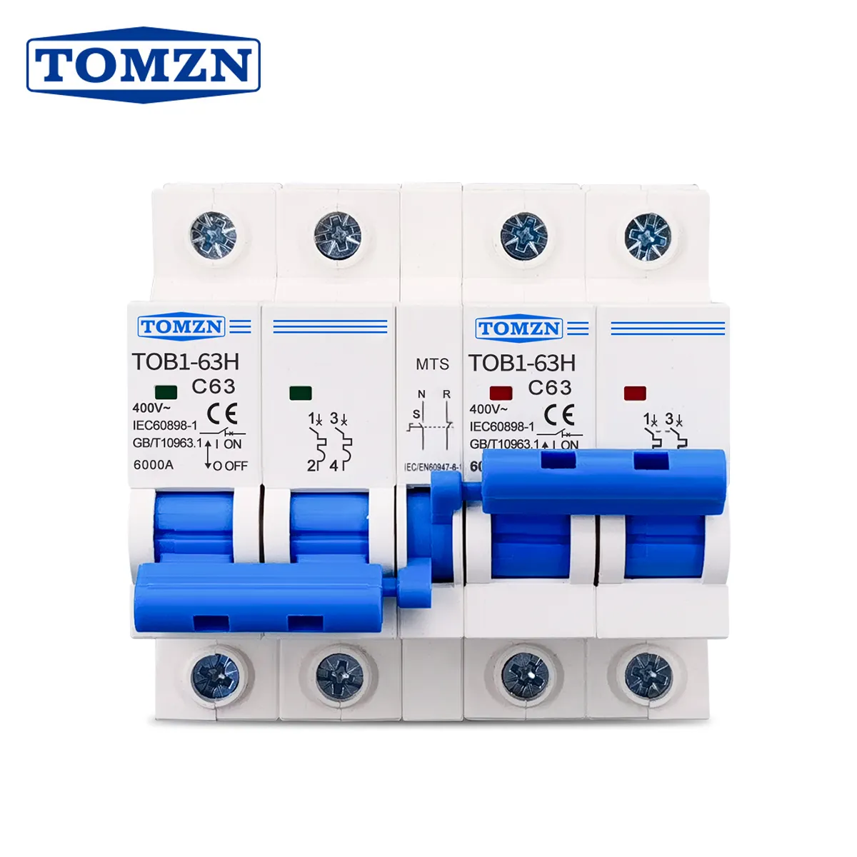 Tomzn AC 2P+2P MTS Dual power Manual transfer switch Circuit breaker MCB 50HZ/60HZ Change Over