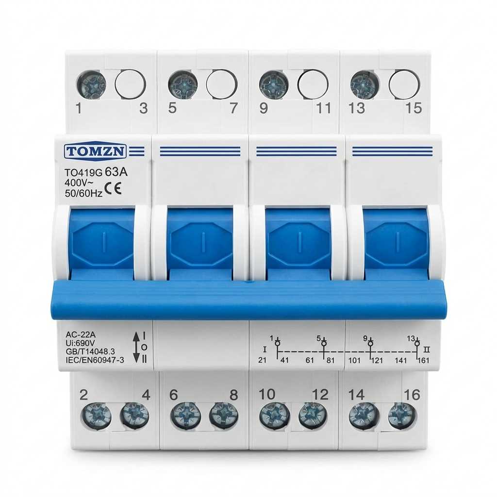 TOMZN MTS TO419G 63A 4P Manual Changeover Switch Breaker | AC 400V Transfer Switch