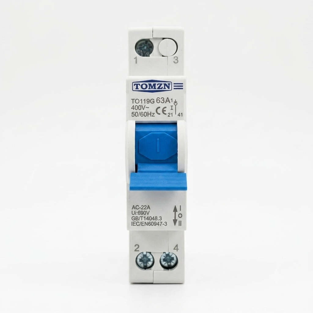 TOMZN TO119G 63A 1P Manual Transfer Changeover Switch (MTS) Breaker Type | AC 400V