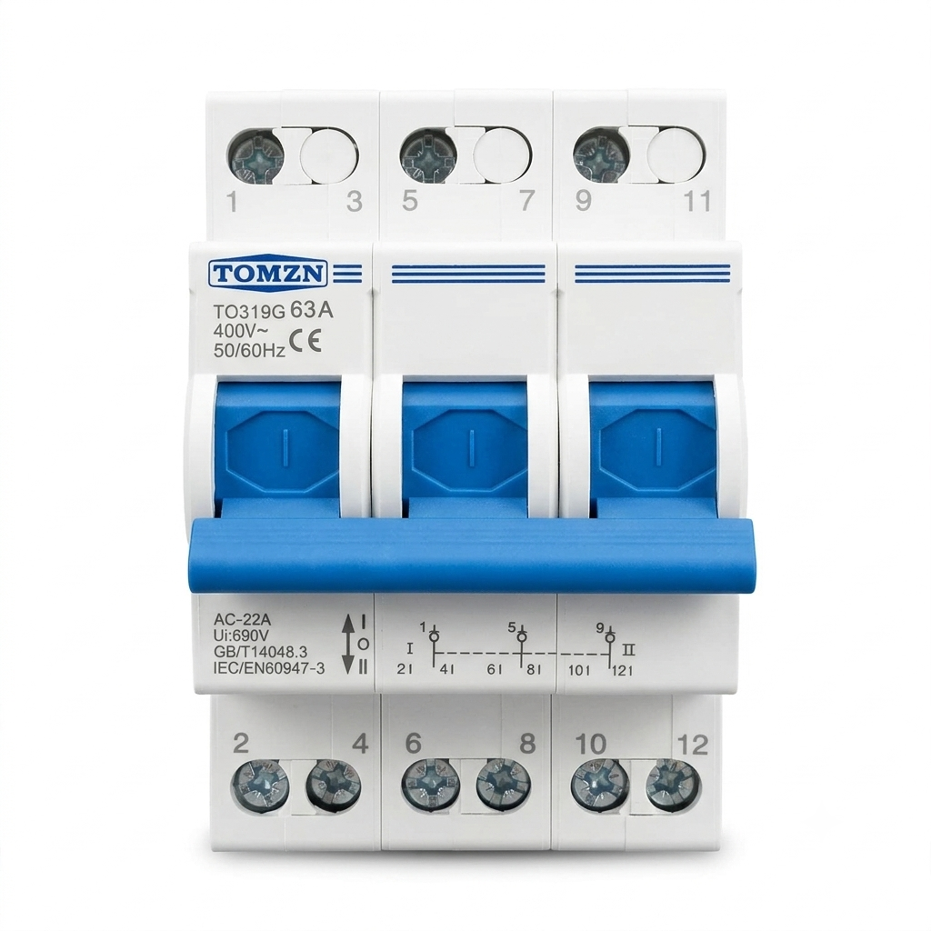 TOMZN TO319G 63A 3P Manual Transfer Switch (MTS) Breaker Type | AC 400V Changeover Switch