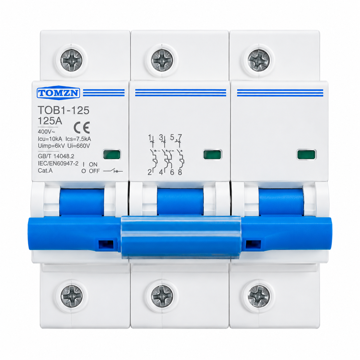 TOMZN TOB1-125 3P 125A MCB Circuit Breaker AC400V