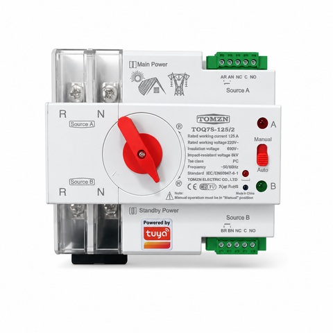TOMZN TOQ7s-125/2P Automatic Transfer Switch 125A | Dual Power Changeover with WiFi Control
