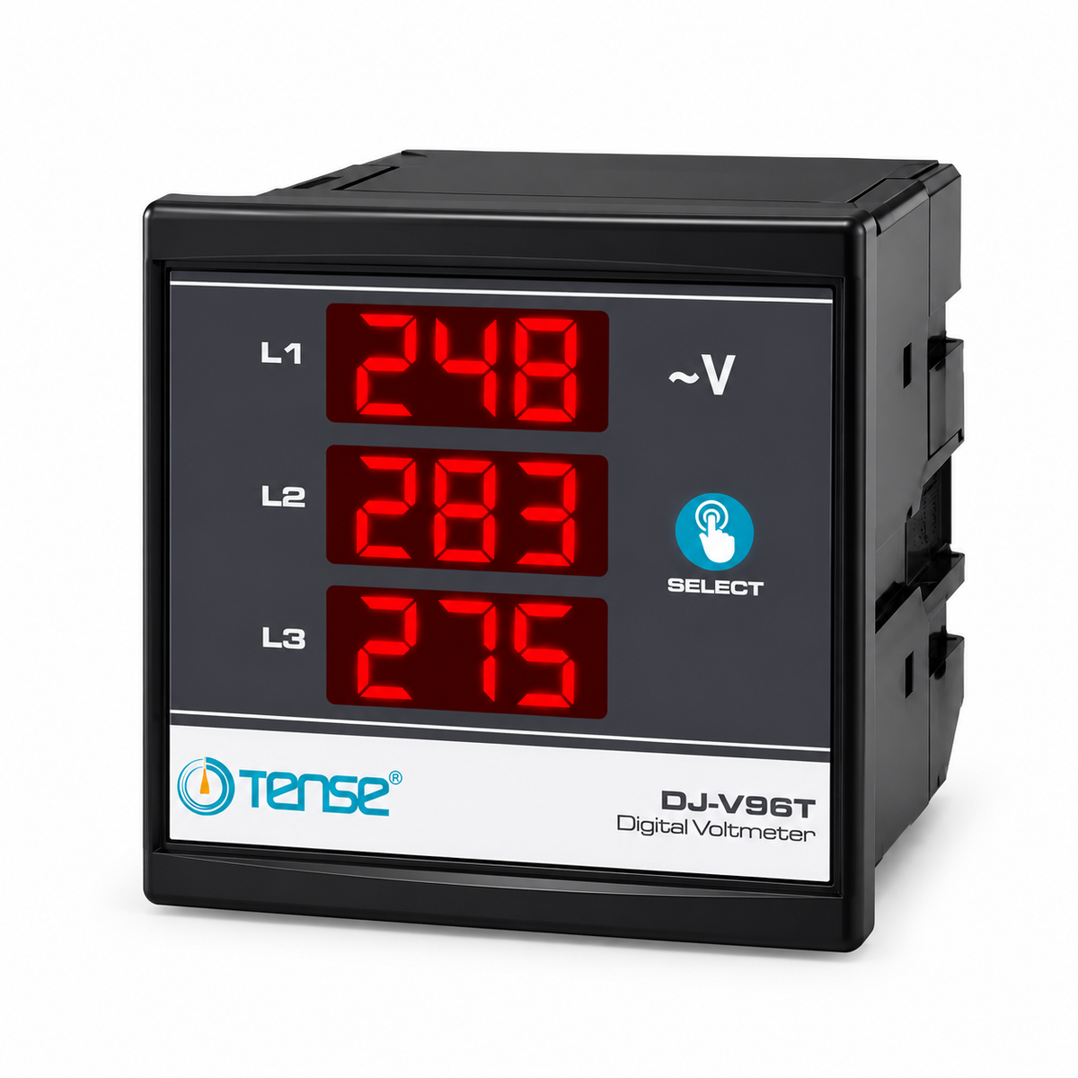 Tense DJ-V96T Digital Ammeter 5V–300V AC Voltage & Phase Sequence Meter