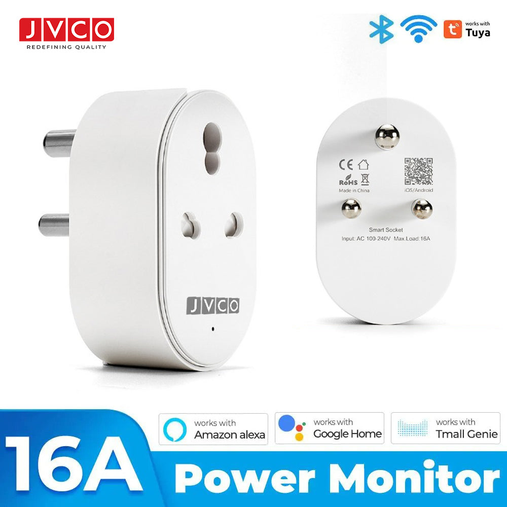 JVCO Smart WiFi Power Plug 16A for Heavy Load Air Conditioner, Wifi Controller and Monitor