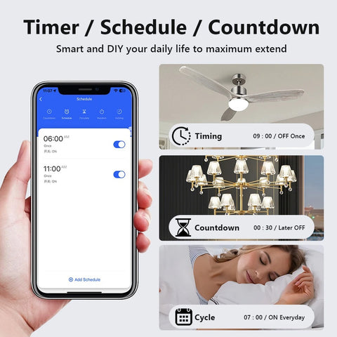 JVCO Mini Smart Switch Module Control Switch Timing Works with Alexa Google Home Smart Life APP