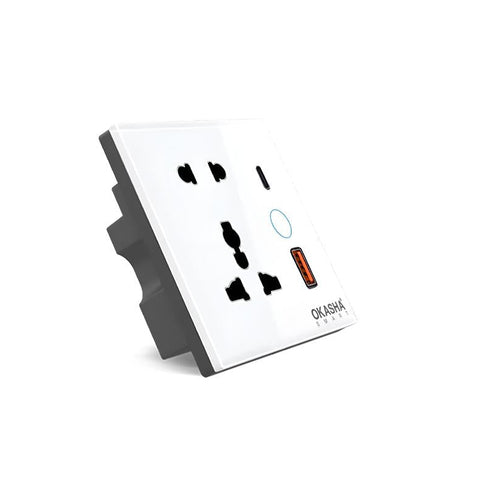 Universal Smart Socket + 1 USB + 1 Type-C | WiFi Smart Wall Socket