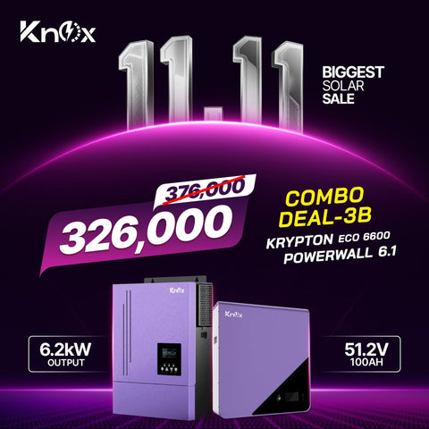 Knox Combo Deal 3B Krypton Eco 6600 6.2kw hybrid solar inverter with Powerwall 6.1 51.2v 100ah Lithium Battery
