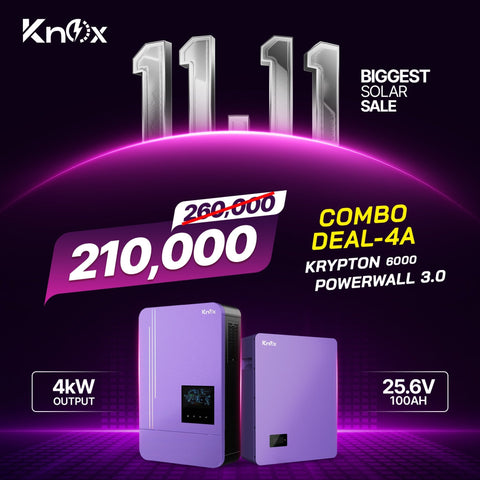 Knox Combo Deal 4A Krypton 6000 4kw hybrid solar inverter with Powerwall 3.0 25.6V 100ah lithium battery