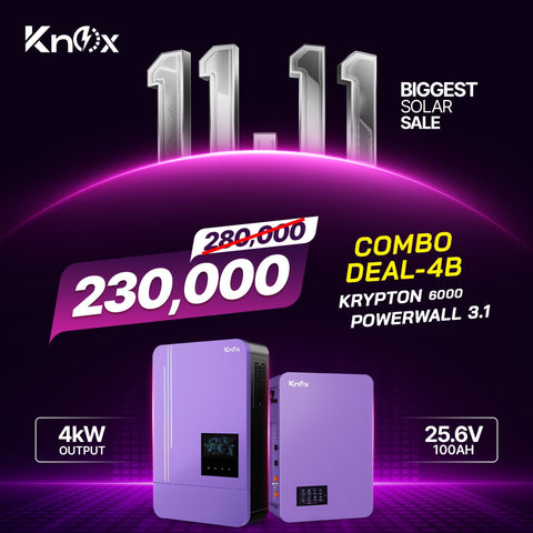 Knox Combo Deal 4B Krypton 6000 4kw hybrid solar inverter with Powerwall 3.1 25.6V 100ah lithium battery