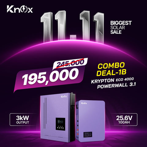 Knox Combo Deal 1B Krypton Eco 4000 3kw hybrid solar inverter with Powerwall 3.1 25.6v 100ah lithium battery