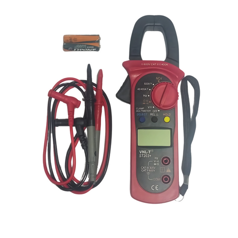 ST-203+ Digital Clamp Multimeter DC/AC Voltage & Current, resistance, frequency, duty cycle, continuity Tester.