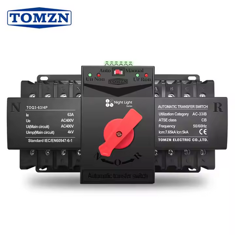 TOMZN 4P 63A MCB type Dual Power Automatic transfer switch ATS