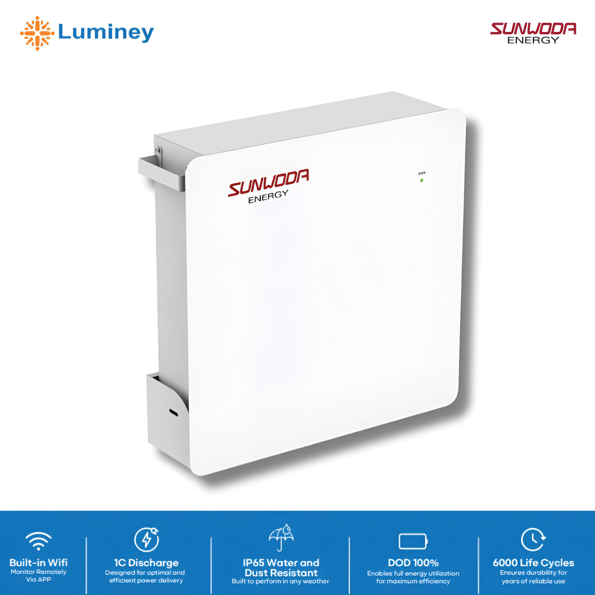 Luminey MonaWall SE5 LiFePO4 Lithium Battery 5kWh IP65 by SUNWODA