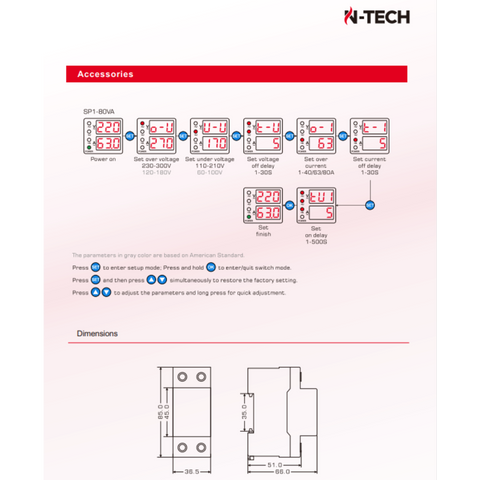 N-Tech SP2-80VA 63A Voltage Protection Device - Over and Under Voltage Protective Device