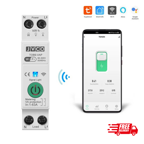 JVCO TOB9-VAP 8in1 63A WIFI Smart Switch with Monitoring and Protection