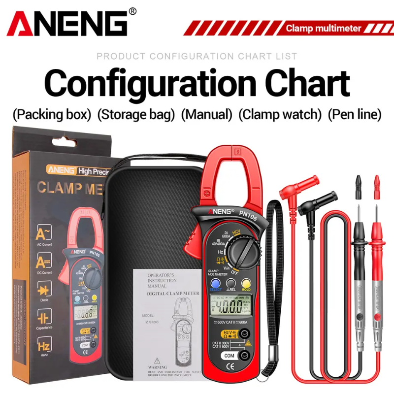 ANENG PN106 Clamp Meter CAT III 300V/CAT II 600V 600A AC/DC Current Voltage