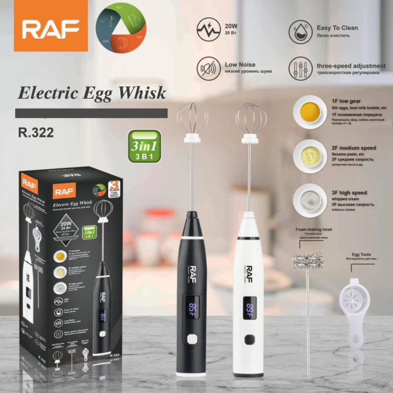 RAF R322 Electric Egg Whisk & Coffe Mixer  High Speed Coffee Beater Rechargeable