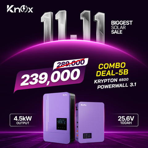 Knox Combo Deal 5B Krypton 6500 4.5kw hybrid solar inverter with Powerwall 3.1 25.6V 100ah lithium battery