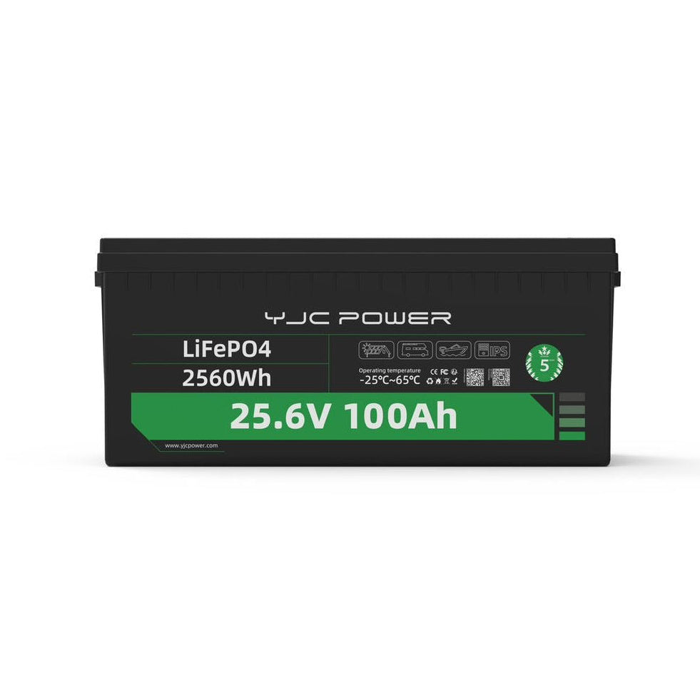 YJC Power YJC-LB-L-P-25100 25.6V 100Ah LiFePO4 Battery 2560Wh IP65 | Deep Cycle Lithium Battery for IPS, UPS & Solar Systems
