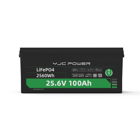 YJC Power YJC-LB-L-P-25100 25.6V 100Ah LiFePO4 Battery 2560Wh IP65 | Deep Cycle Lithium Battery for IPS, UPS & Solar Systems
