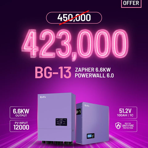 KNOX BG-13 Big Offer Zapher 6.6kW PV12000 Hybrid Solar Inverter with Powerwall 6.0 51.2V 100Ah
