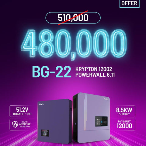 KNOX BG-22 Big Offer Krypton 12002 8.5kW PV12000 Hybrid Solar Inverter with Powerwall 6.11 51.2V 100Ah