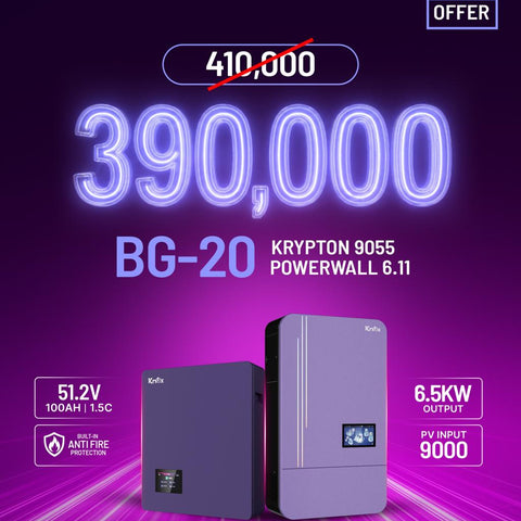 KNOX BG-20 Krypton 9055 6.5kW PV9000 Hybrid Solar Inverter with Powerwall 6.11 51.2V 100Ah