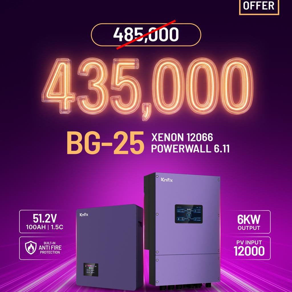 KNOX BG-25 Xenon 12066 6kW PV12000 Hybrid Solar Inverter with Powerwall 6.11 51.2V 100Ah