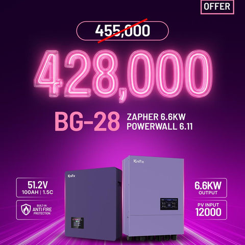 KNOX BG-28 Big Offer Zapher 6.6kW PV12000 Hybrid Solar Inverter with Powerwall 6.11 51.2V 100Ah