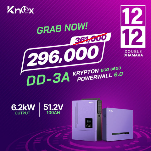 Knox Combo Deal 3A Krypton Eco 6600 6.2kw hybrid solar inverter with Powerwall 6.0 51.2v 100ah Lithium Battery