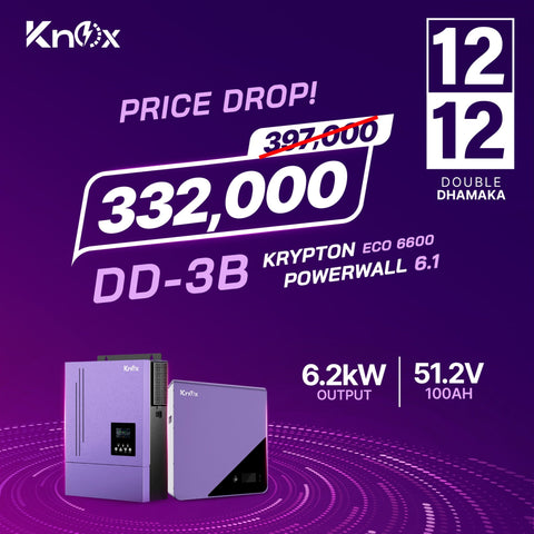 Knox Combo Deal 3B Krypton Eco 6600 6.2kw hybrid solar inverter with Powerwall 6.1 51.2v 100ah Lithium Battery