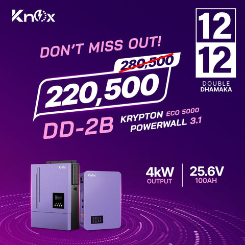 Knox Combo Deal 2B Krypton Eco 5000 4kw Hybrid Solar inverter with Powerwall 3.1 25.6v 100ah Lithium Battery