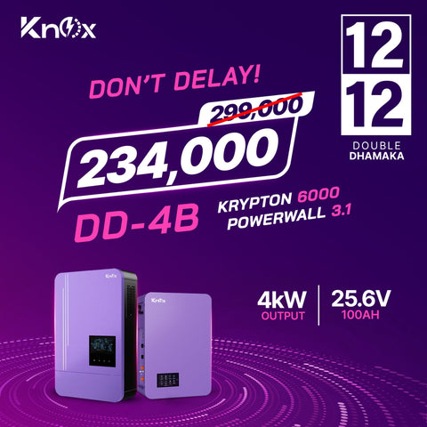 Knox Combo Deal 4B Krypton 6000 4kw hybrid solar inverter with Powerwall 3.1 25.6V 100ah lithium battery