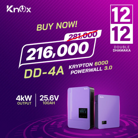 Knox Combo Deal 4A Krypton 6000 4kw hybrid solar inverter with Powerwall 3.0 25.6V 100ah lithium battery