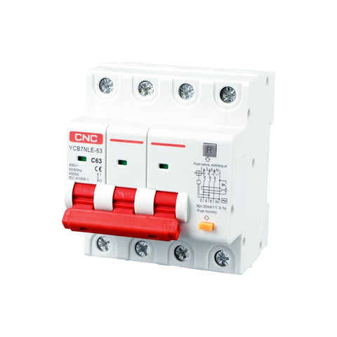 CNC RCBO YCB7NLE-63 3P+N RCCB Circuit Breaker