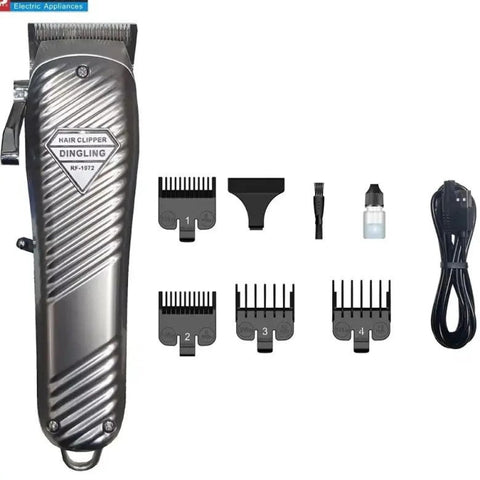Dingling RF-1972 Professional Hair Clipper – Cordless Rechargeable Barber Trimmer with Stainless Steel Blades